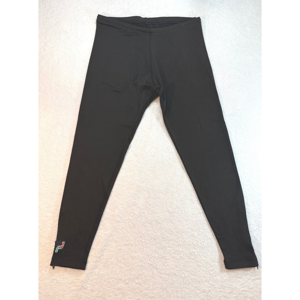 RJ Cycle Wear Mens Medium Cycling Leggings Black Spandex Ankle Zip Made in USA